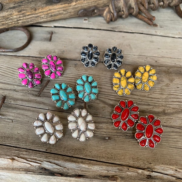 Squash blossom cluster earrings 6 colors to choose from