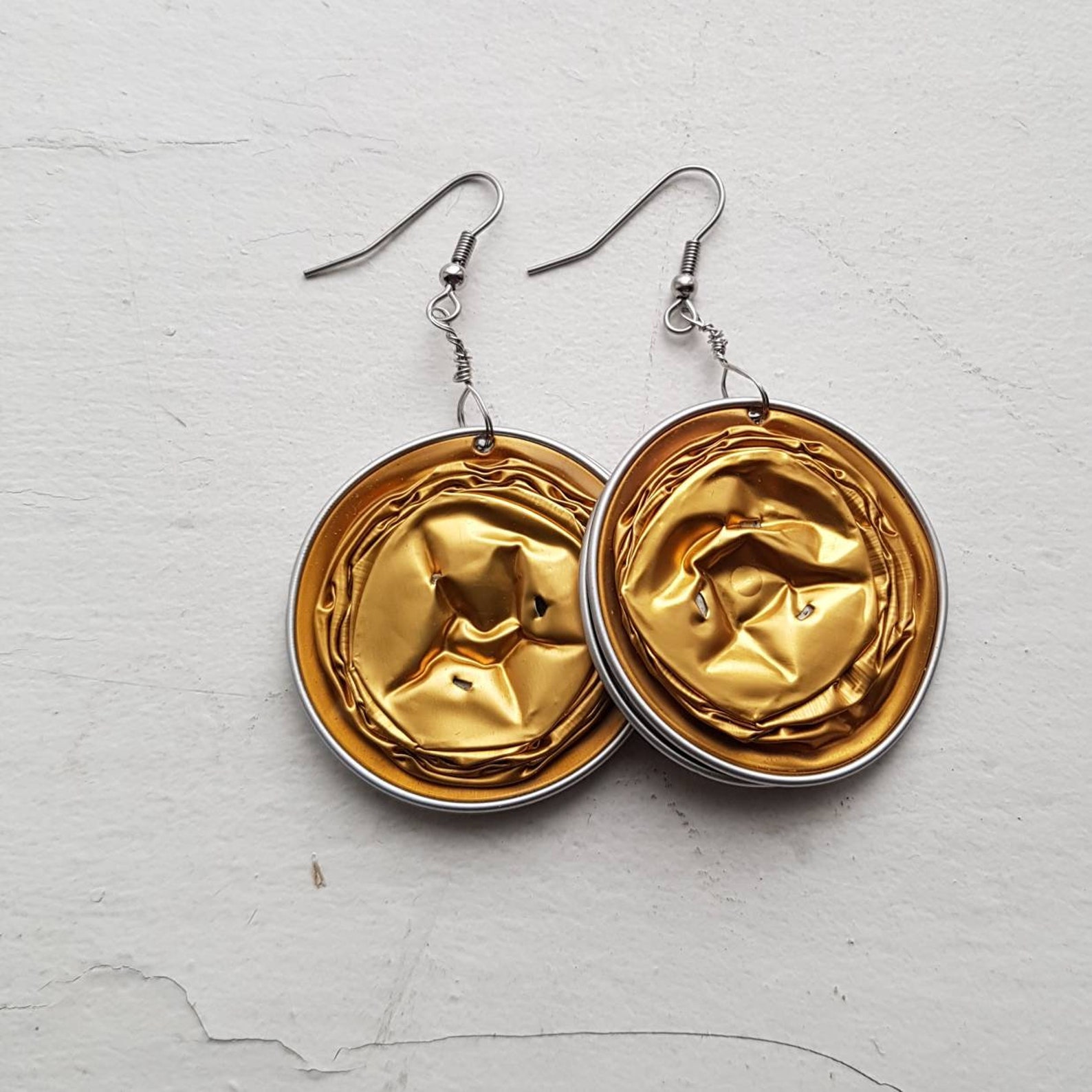 Upcycled Coffee Pods Earrings Gold Baroque Gold Green Etsy Israel