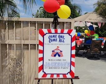 Circus Theme Acrylic Welcome Sign | Custom Circus Party Sign | Circus Birthday Party | Come One Come All