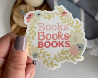 Books Books Books Sticker | Waterproof Book Lover Gift