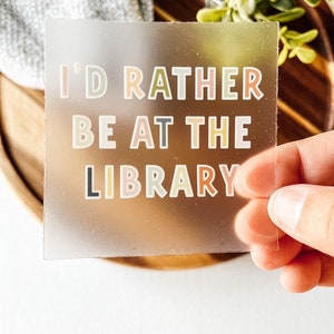 CLEAR* square library Sticker | book love sticker | pink sticker | gifts for girlfriend | gifts for friend | Bookish sticker