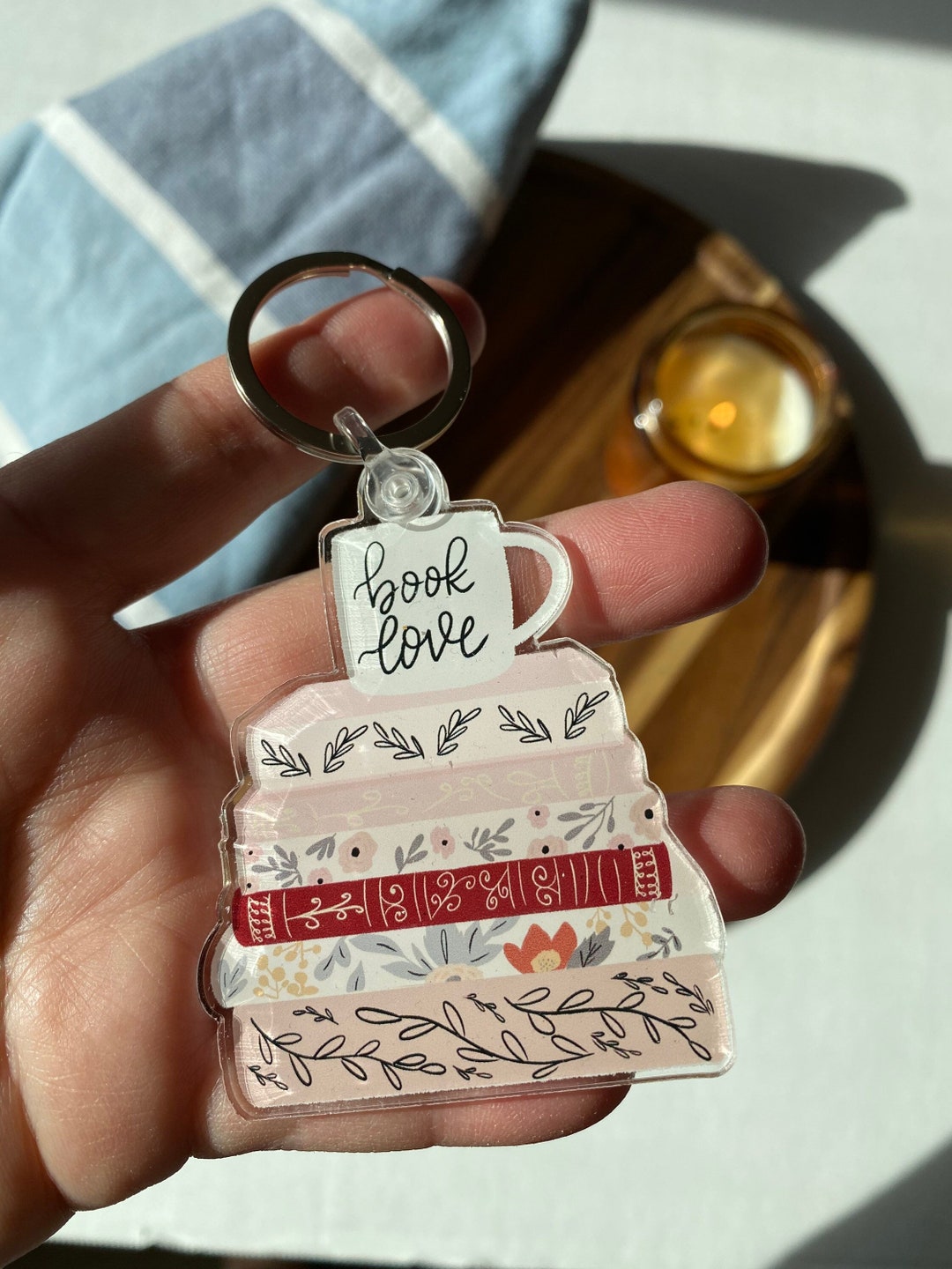 Book Stack Keychain Bookish Keychain Bookish Gifts Acrylic Keychain Book Keychain Keychain for
