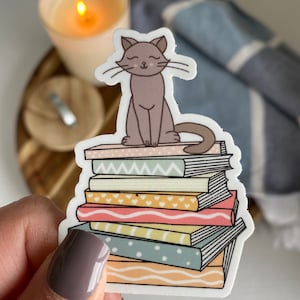 Cat book sticker | Bookish Sticker Gifts for Book Lover|Gifts for Librarians|Book Sticker|Gifts for Book Lovers|Hydroflask Stickers