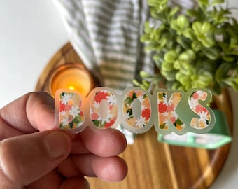 Pegatina transparente con diseño floral para libros / Regalo impermeable para amantes de los libros