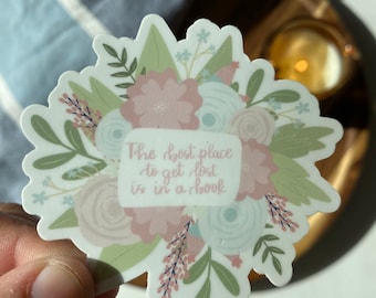 Book Lover Floral Sticker | Waterproof Laptop Decal