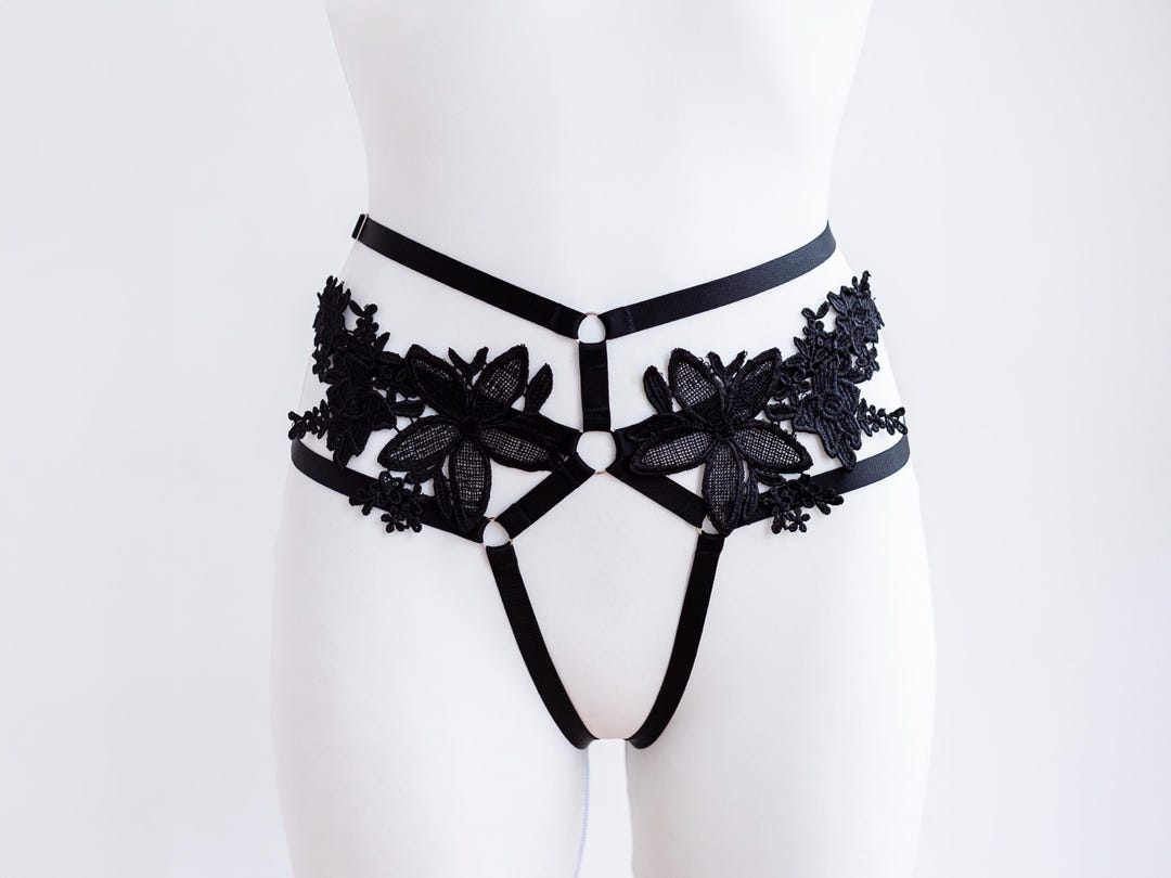BDSM Thong Harness Lingerie. Women Transparent Bondage. Exotic