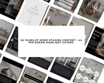 Home Staging Instagram-inhoud: 120 paginasjablonen + highlight-covers (digitale download)