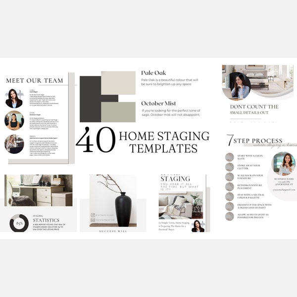 HOME STAGING Canva Templates -  Checklist, Tips, Business content & more! Perfect for home stagers and realtors - start 2024 off right!