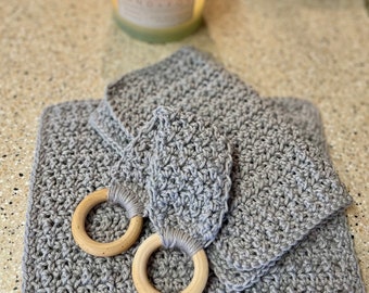 Kitchen towel holder, dish cloth, towel holder and dish cloth set