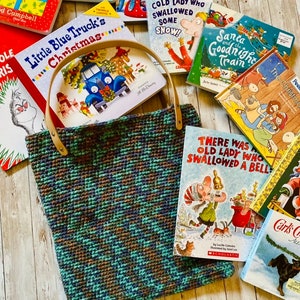 Tote bag, crocheted tote bag, tote, book bag, library book bag, purse, crochet purse, shoulder bag, crochet shoulder bag