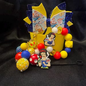 Snow White Straw Topper Set: Bow Charm & Bead - Stanley Cup Accessory