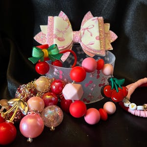 Cherry & Coquette Bow Straw Topper Set: Drink Charms, Boot Bumper