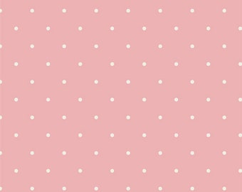 Spotted Speckles Rose in Knit, 1/2 yd Art Gallery Knit Fabric, K-SP-2004, Polka Dot, Cotton Spandex,AGF Jersey Knit,  Pink and White, Cream