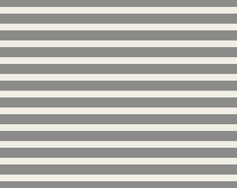 Striped Alike Grey, 1/2 yd Art Gallery Knit Fabric, K-ST-102,  Cotton Spandex Knit, AGF Jersey Knit,Grey White Knit, Striped Knit