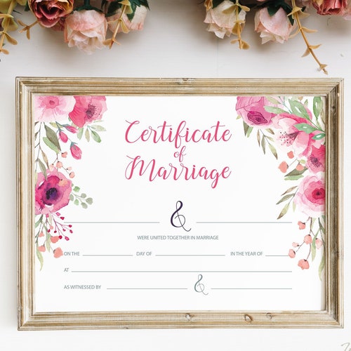 Marriage Wedding Certificate PRINTABLE Template Holy Matrimony - Etsy