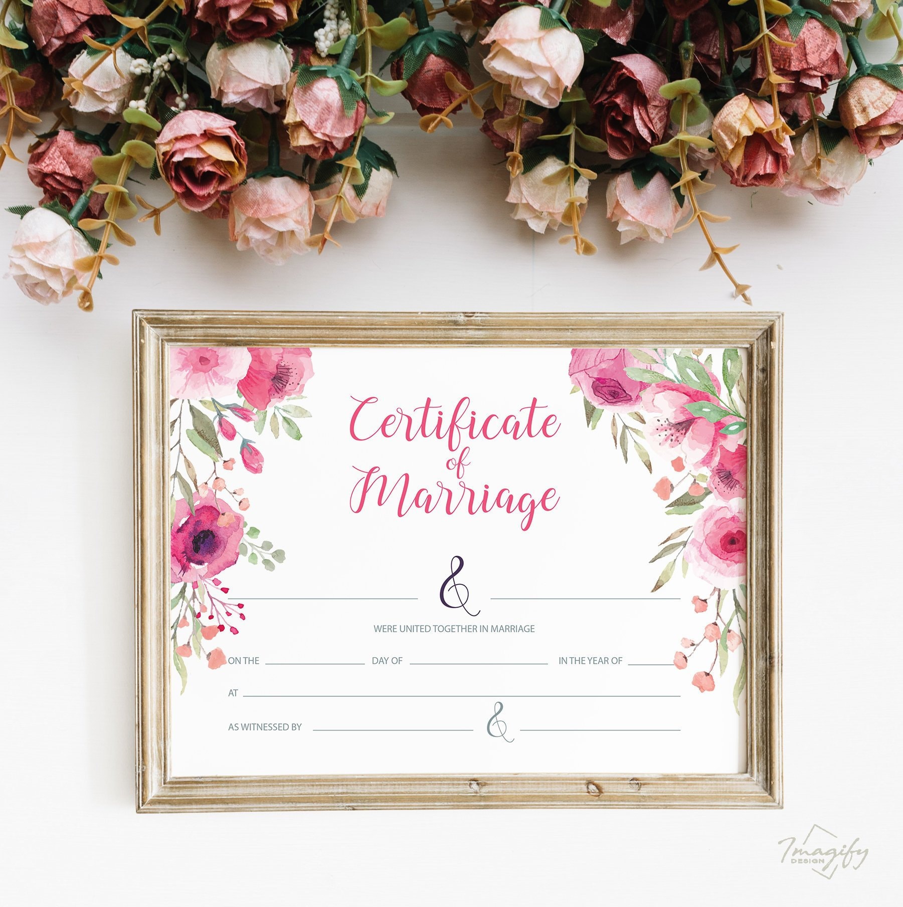 marriage wedding certificate printable template license etsy