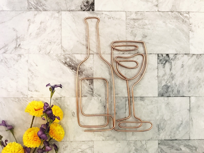 Wine Glass & Bottle Wall Art Wire Wall Art Home Decor Etsy