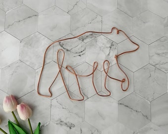 Handmade Mama Bear One Line Wall Art | Wire Wall Art | Metal Home Decor | Bear Decor | Decor | Bear Art
