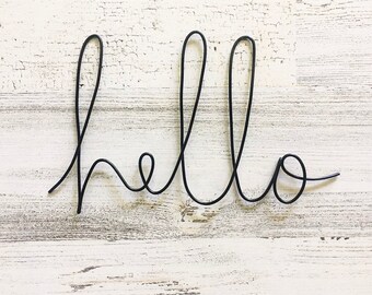 HELLO Wire Word Sign | Wire Words | Rustic Wire Word Sign | Wire Writing | Wire Wall Art | Wall Hanging