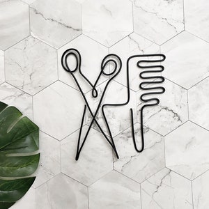 Scissor & Comb Wall Art | Wire Wall Art | Salon Decor | Hair Stylist Decor | Hairdresser Decor | Salon Art | Salon Wall Hanging