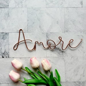 Amore Love Wire Word Sign | Wire Words | Rustic Wire Word Sign | Wire Writing | Wire Wall Art | Wall Hanging | Amore Love sign | Hugs & Kiss