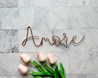 Amore Love Wire Word Sign | Wire Words | Rustic Wire Word Sign | Wire Writing | Wire Wall Art | Wall Hanging | Amore Love sign | Hugs & Kiss