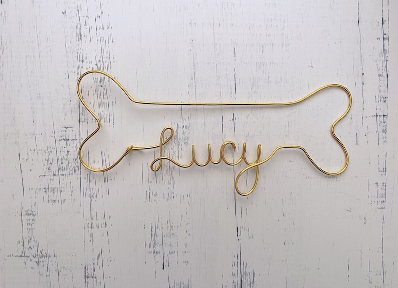 Personalized Dog Bone Name Sign Custom Dog Name Sign Wire Etsy