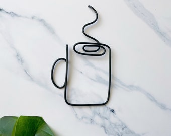 Coffee Mug Wire Wall Hanging | Wire Wall Art | Tea Cup Decor | Wire Decor | Kitchen Wall Art | Kitchen Wire Art | Coffee Cup Wall Art