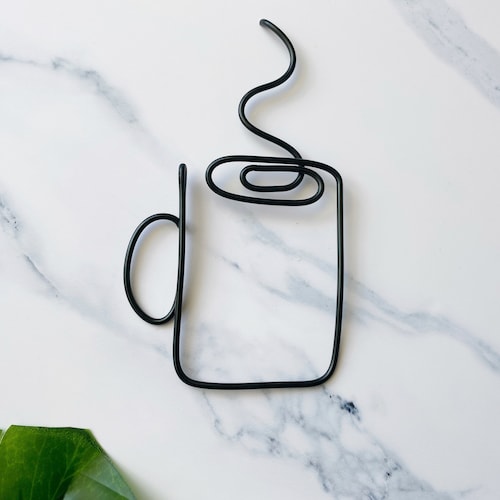 Coffee Mug Wire Wall Hanging Wire Wall Art Tea Cup Decor Etsy