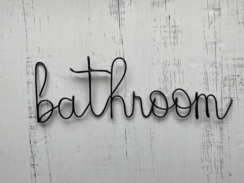 Bathroom Wire Word Signwall Art Handmade Bathroom Metal Word Etsy