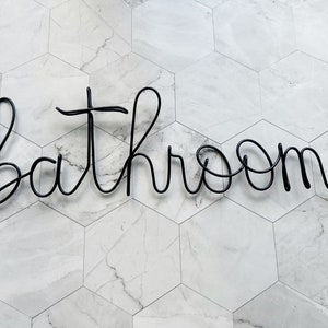 Bathroom Wire Word Signwall Art | Handmade Bathroom Metal Word Sign ...