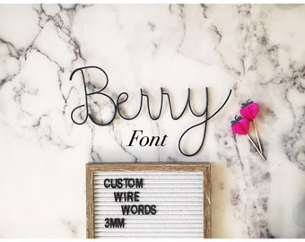 BERRY Schrift | Wire Words | Wire Wort Zeichen | Personalisierte Wandkunst | Drahtwand | Benutzerdefiniertes Zitat | Benutzerdefinierte Phrase | Draht Name