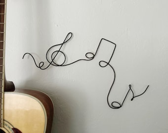 Metal Musical Note Wire Wall Art | Note Wall Art | Musician Decor | Music Wall Decor | G Clef Art |Wire Wall Art |