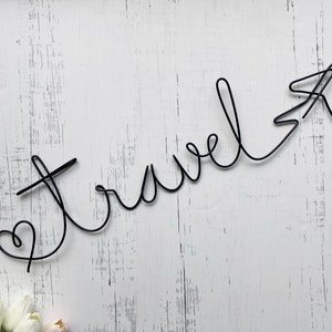 Travel Wire Word Sign | Travel Wall Art | Handmade Travel Metal Word Sign | Wire Wall Art | Traveler Gift | Plane Wall Decor | Wire Heart |