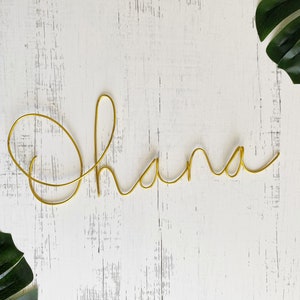 Placa de palavra de arame Ohana | Palavras de arame | Placa de Ohana significa família | Decoração de parede | Placa de metal Ohana | Placa havaiana | Placa de palavra de metal