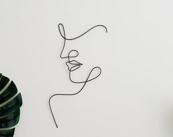 3D Woman‘s Face Profile | One Line Decor | Metal Wall Art | Wire Word Wall Art | One Line Metal Wall Art | Line Art Decor | Female Line Art