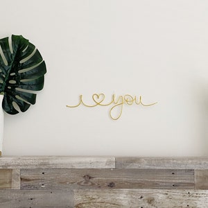 I Love You Above Bed Sign With Heart | Wire Word Sign | Bedroom Sign | I Heart You | Wire Words | Wire Wall Art | Wall Hanging | Home Decor