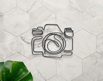 Handmade Vintage Camera One Line Wall Art | Wire Wall Art | Metal Home Decor | Photographer Decor | Camera Decor | Retro Camera Art