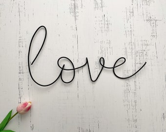 Love Drahtschild 15 Zoll x 20 cm | Wire Words | Wire Wort Zeichen | Liebe Wand Dekor | Draht-Wandbehang | Wählen Sie Ihre eigene Schriftart | Kundenspezifisches Drahtschild