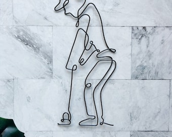 Golfer One Line Wire Art | Office Wall Art | Golf Gift | Wire Words | Wire Decor | Wall Hanging Decor | Continuous Line Art | Golf Putt