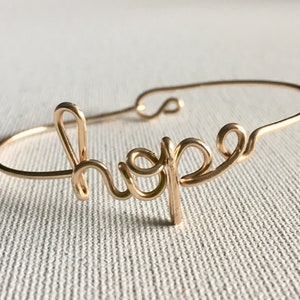 Hope Wire Word Bracelet Bangle | Gold Word Bangle | World Bracelet | Wire Words | Customers Name Bracelet