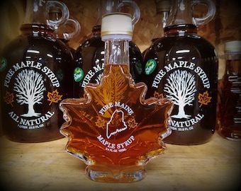 100 mL (3 oz) Maple Leaf Bottle(s)--Real Maine Maple Syrup--Grade A Amber or Dark--FREE SHIPPING!