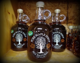 1 liter Gallone Glass Bottle(s)--Real Maine Maple Syrup--Grade A Amber/Rich Taste or Grade A Dark/Robust Taste