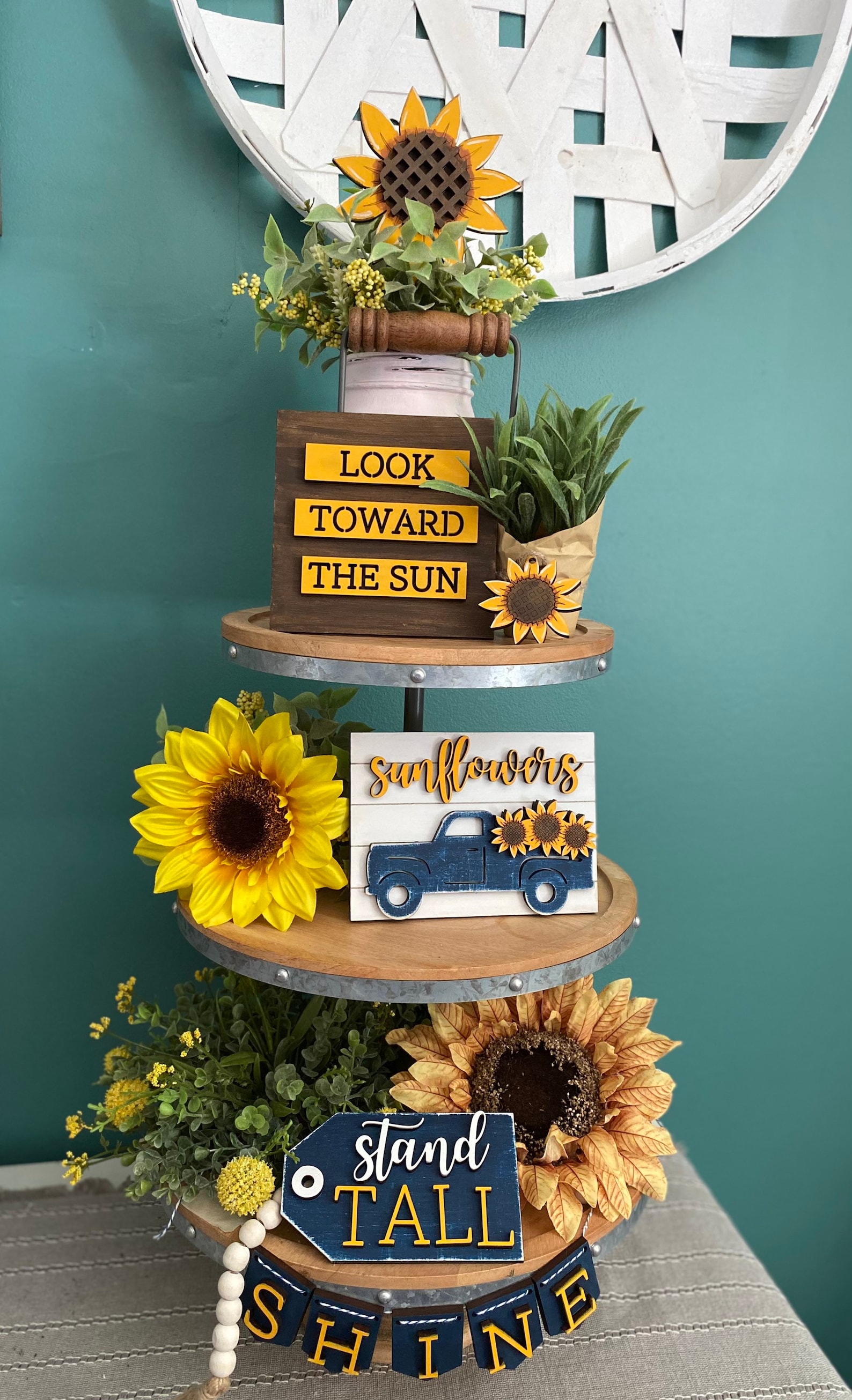 Sunflower Tiered Tray Set Summer Tray Decor DIY Sunflower | Etsy