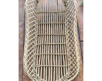 VINTAGE/ANTIQUE Wicker and Wooden Baby Basket Photo Prop Display