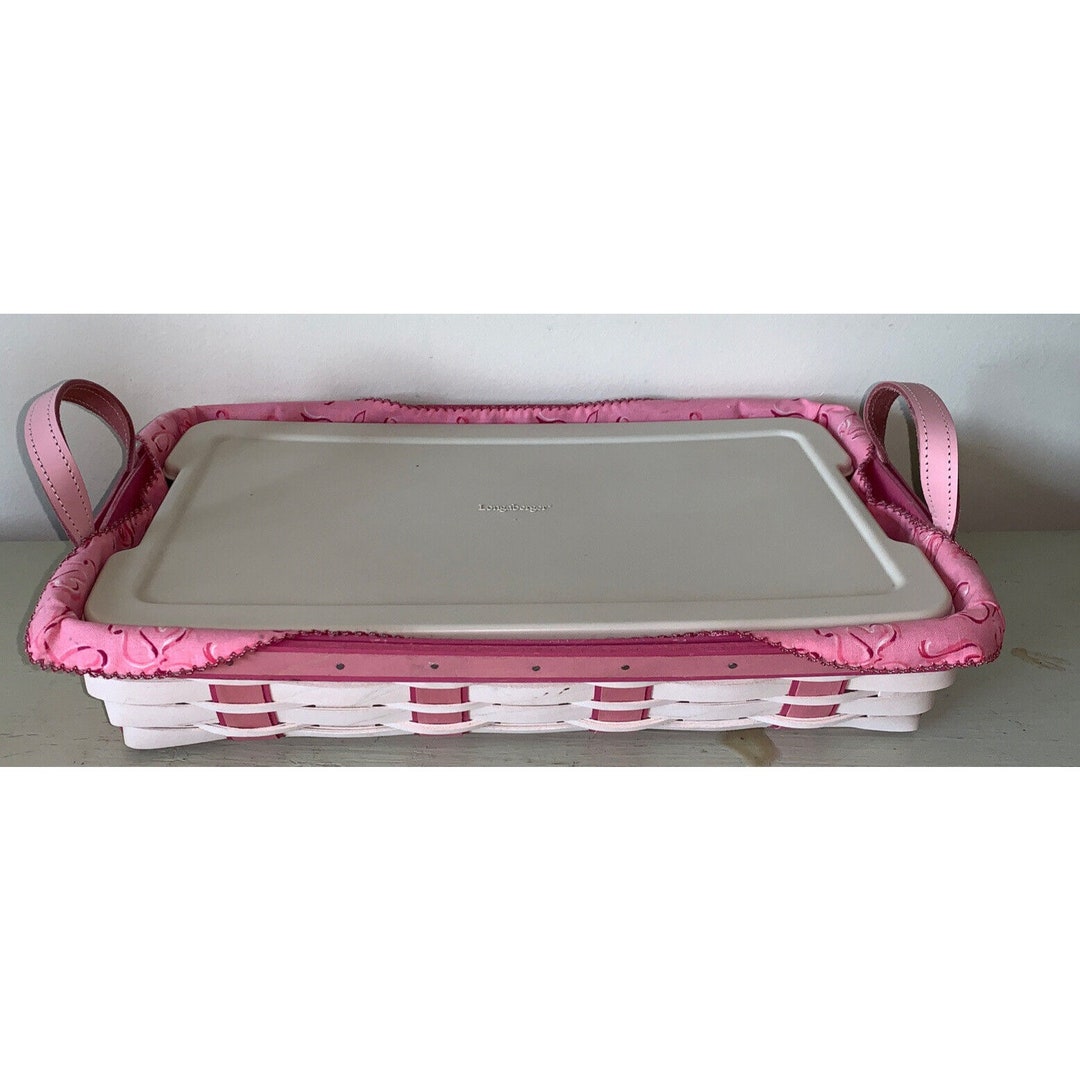 Longaberger Casserole Dish and Lid Pink Basket Liner 2010 Etsy