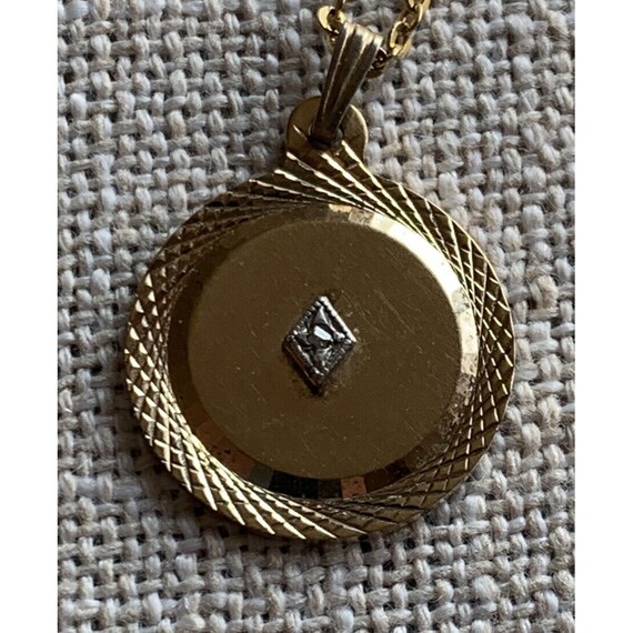 Vintage 12K GF 1/20 GF Etched Diamond Pendant - image 1