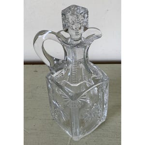 ALBANY Model Flint Glass Planet EAPG Decanter Bottle Cruet w/Stopper Vintage Antique