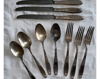 Rogers Bros 1847 Silver plate Silverware Spoons Knives Forks Lot 11