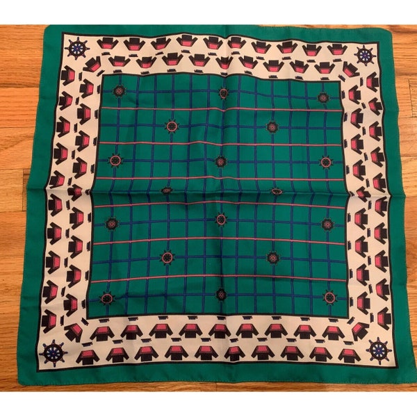 Made In Italy Nautical Check Polyester Square Scarf